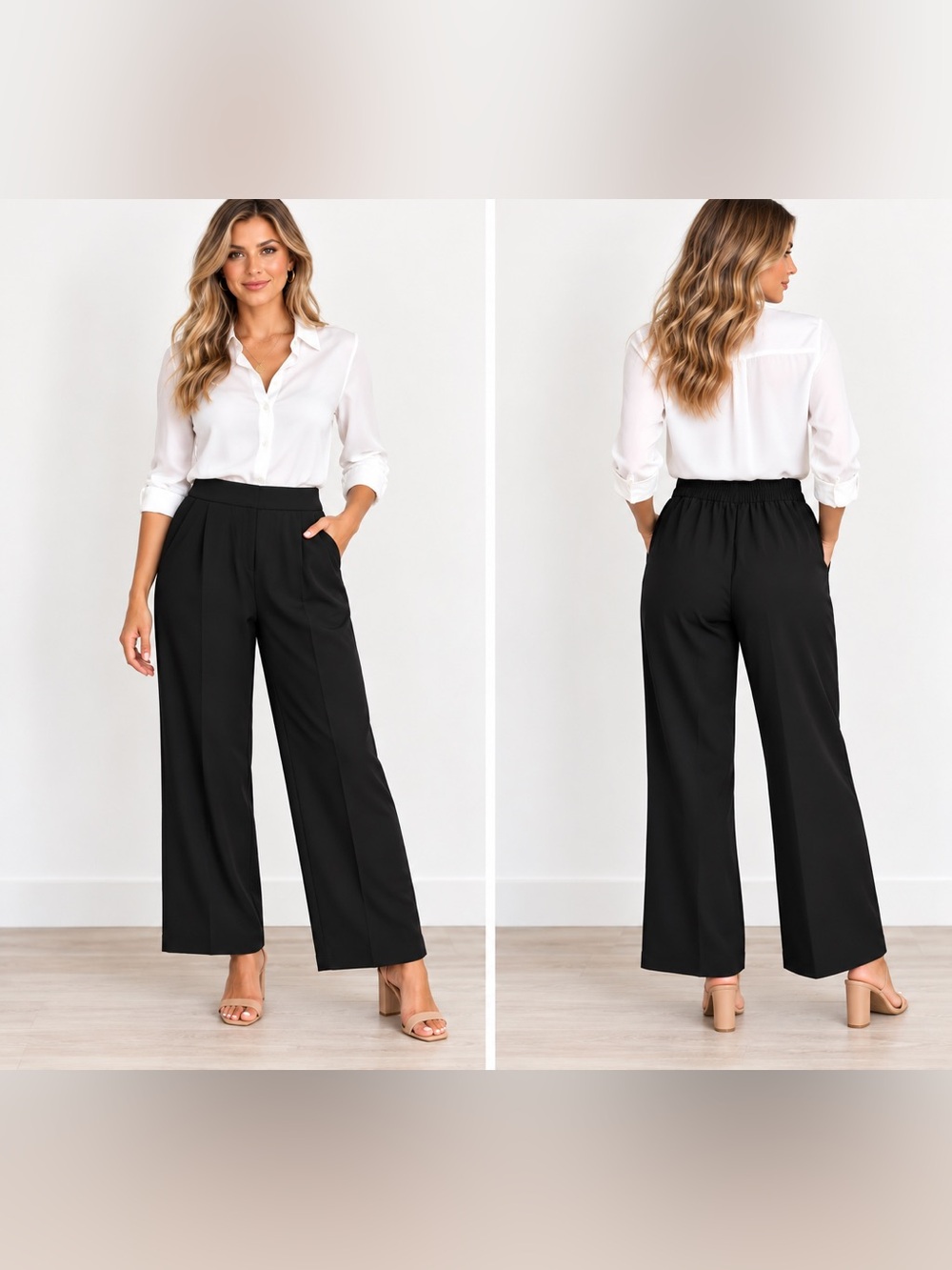 b.young Emminda Pants Wide Leg Pants in Black Size 36 US 4 NWT